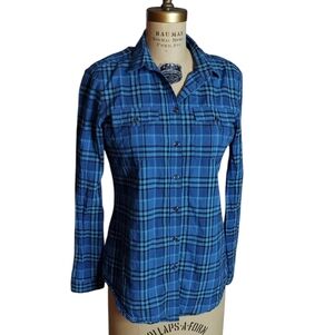 Burberry BRIT | Nova Check | Blue / Green | Button Up Blouse With Epaulets